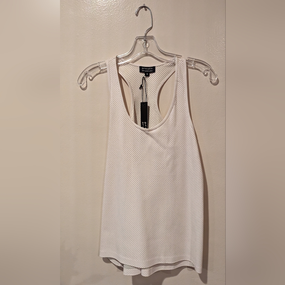 Private Archives Perforated Faux Leather Racerback Tank Top